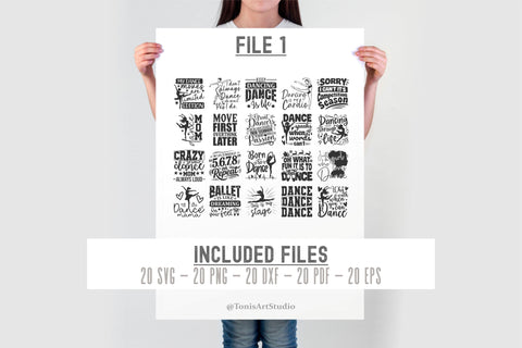Ballet SVG Bundle, Dance Mom Svg, Ballet Shoes Svg, Ballerina Png, 80 T-Shirt Designs, Cricut Cut Files SVG TonisArtStudio 