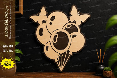 Balloon Butterfly Laser Cut Wall Art Decor File SVG Regulrcrative 