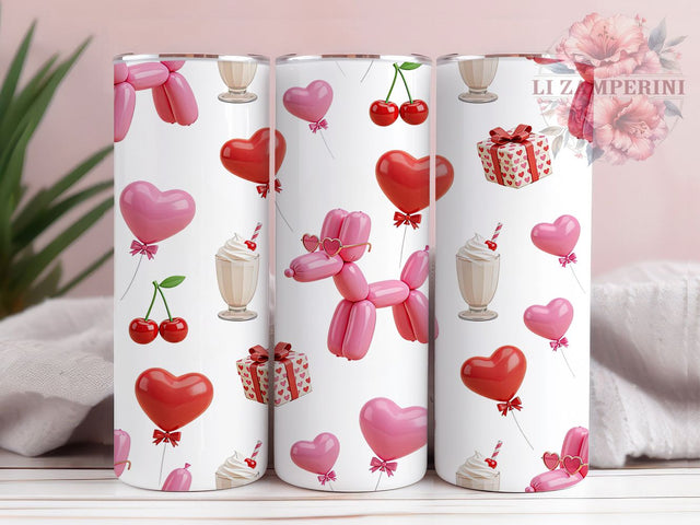 Balloon Dog Valentine 20oz Tumbler, Balloon Dog, Valentine Design, Love Theme, Whimsical Charm, Playful Motif, Skinny Tumbler, Sublimation PNG Sublimation Li Zamperini 