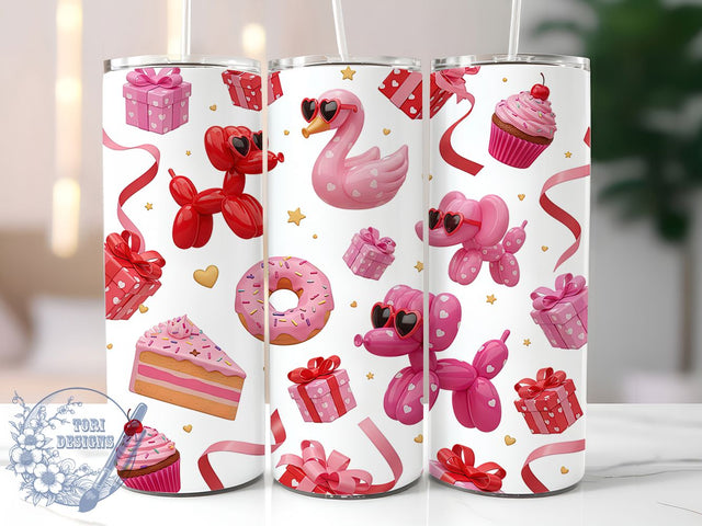 Balloon Dog Valentine Tumbler, Funny Dog Lover Wrap, Inflated Dog Cup, 20oz Sublimation Wrap, Stylish Valentine Design Tumbler, Artistic Balloon Dog Cup, Humor Love Theme Wrap Sublimation ToriDesigns 