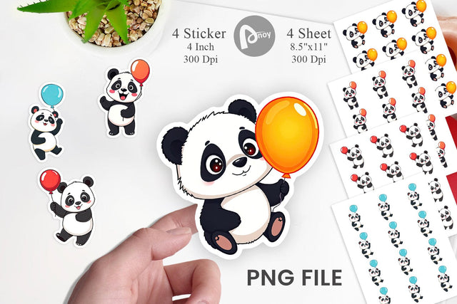 Balloon Panda Sticker Sublimation artnoy 