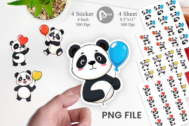 Balloon Panda Sticker Sublimation artnoy 
