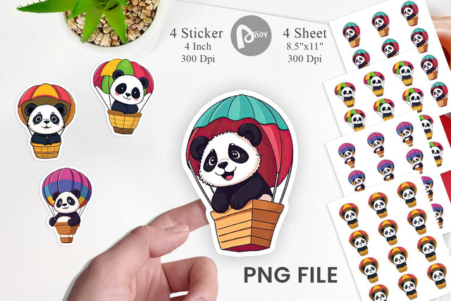 Balloon Panda Sticker Sublimation artnoy 
