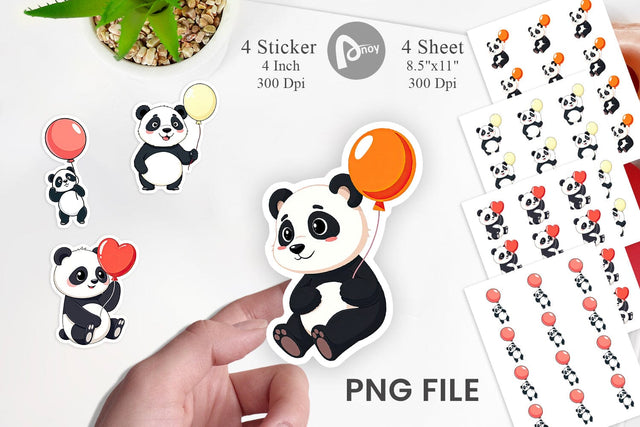 Balloon Panda Sticker Sublimation artnoy 