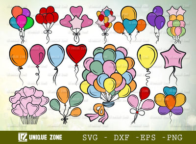 Balloon SVG-Hat Birthday Balloons Clipart Cut File Bundle SVG Unique Zone 