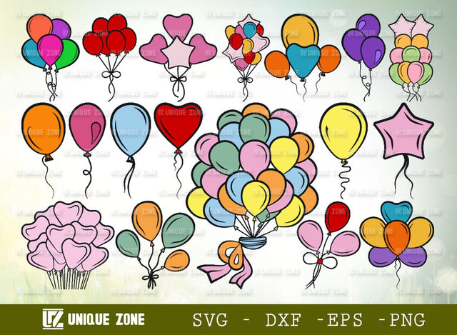 Balloon SVG-Hat Birthday Balloons Clipart Cut File Bundle SVG Unique Zone 