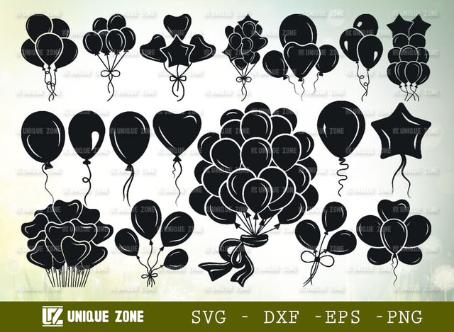 Balloon SVG-Hat Birthday Balloons Silhouette Cut File Bundle SVG Unique Zone 