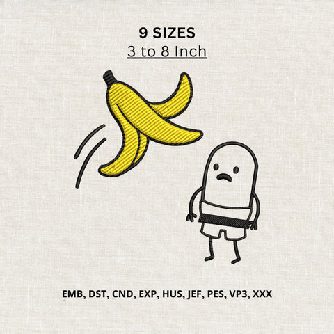 Banana Peel Funny Machine Embroidery Design – Slipping Cartoon Humor Embroidery File Embroidery/Applique DESIGNS PatternFeed8 