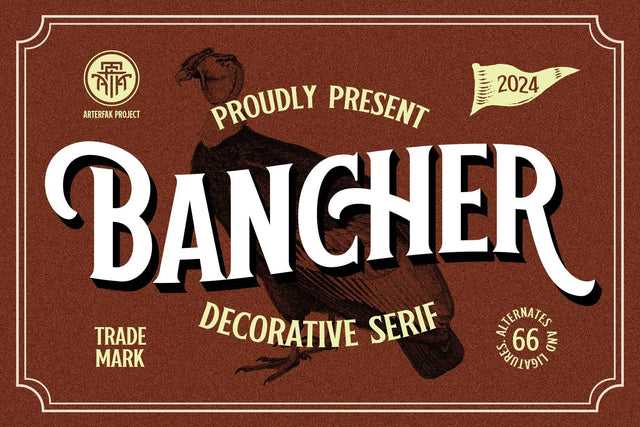 Bancher - Vintage Typeface Font Arterfak Project 