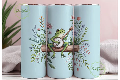 Banjo Frog 20oz Tumbler Wrap Sublimation PixelChick 