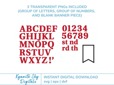 Banner Bunting Kit SVG cut files 3 layer bunting with alphabet and numbers SVG Kyanite Sky Digitals 