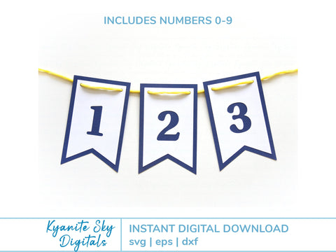 Banner Bunting SVG Kit garland with alphabet letters and numbers SVG Kyanite Sky Digitals 