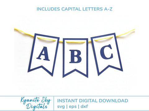 Banner Bunting SVG Kit garland with alphabet letters and numbers SVG Kyanite Sky Digitals 