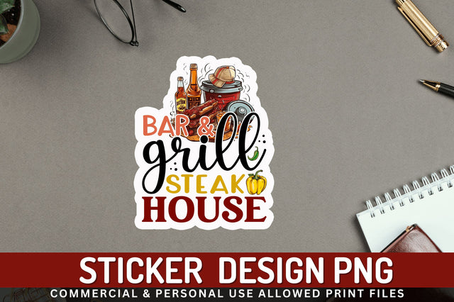Bar & grill steak Sticker Design Sublimation Regulrcrative 