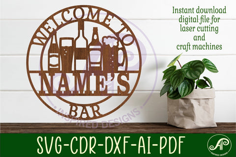Bar name sign, welcome to name bar sign svg laser SVG APInspireddesigns 