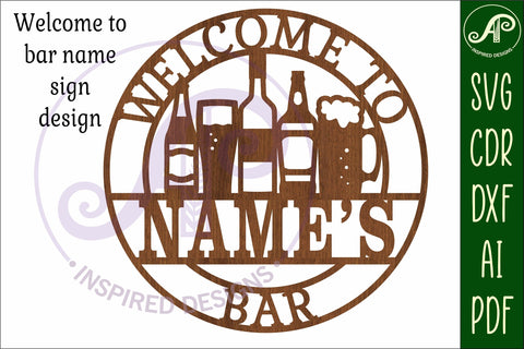 Bar name sign, welcome to name bar sign svg laser SVG APInspireddesigns 