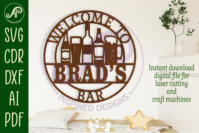 Bar name sign, welcome to name bar sign svg laser SVG APInspireddesigns 