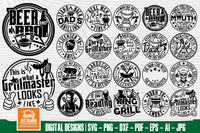 Barbecue SVG Bundle, Bbq Svg Cut Files, Grill Svg, Round Signs Svg, Grillmaster Svg, Png Dxf Eps Pdf, Funny Barbecue Dad, Bbq Master Svg SVG TonisArtStudio 