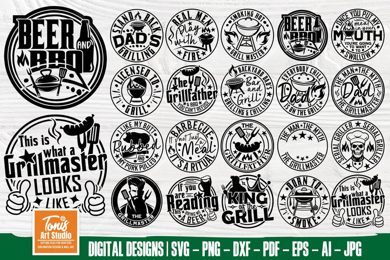 Barbecue SVG Bundle, Bbq Svg Cut Files, Grill Svg, Round Signs Svg, Grillmaster Svg, Png Dxf Eps Pdf, Funny Barbecue Dad, Bbq Master Svg SVG TonisArtStudio 