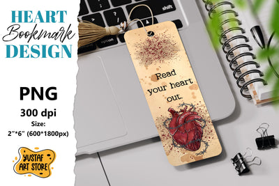 Barbed wire Heart Bookmark printable. Read your heart out Sublimation Yustaf Art Store 