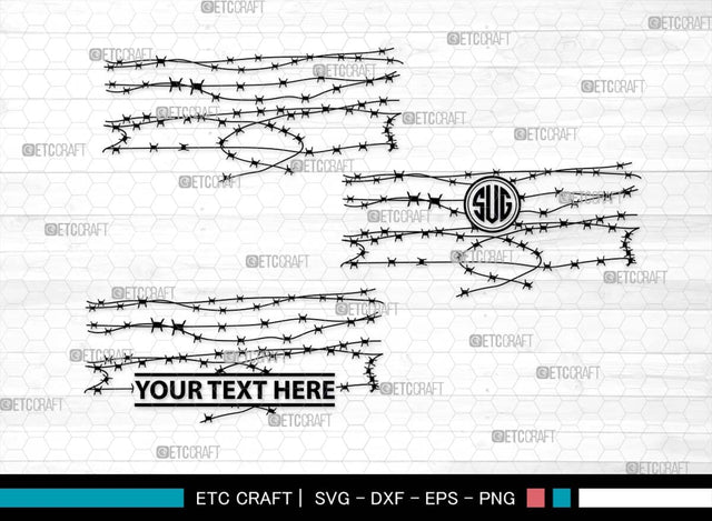 Barbed Wire SVG Cut Files, Barbed Wire Silhouette, Wire Svg, Border Wire Svg, Square Barbed Wire Svg, Barbwire Svg, Barbed Wire Bundle SVG ETC Craft 