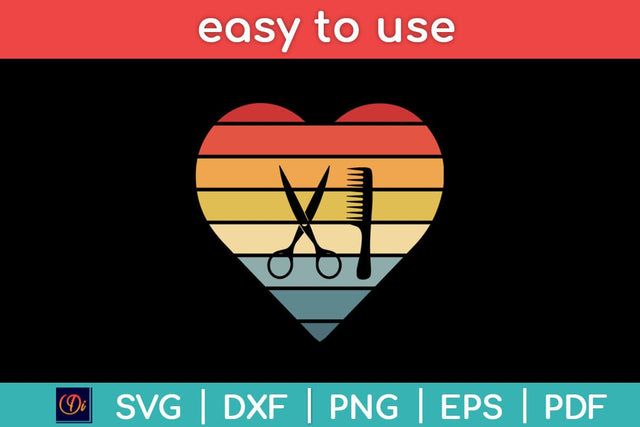 Barber Hairdresser Gifts Retro Sunset Scissors Hair Stylist Svg Design SVG artprintfile 