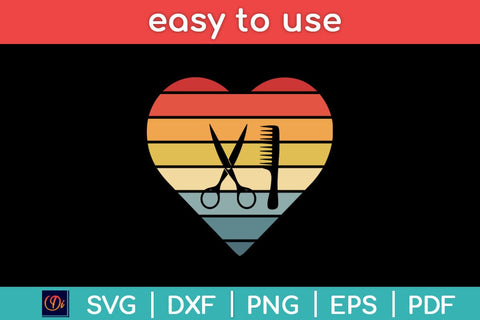 Barber Hairdresser Gifts Retro Sunset Scissors Hair Stylist Svg Design SVG artprintfile 