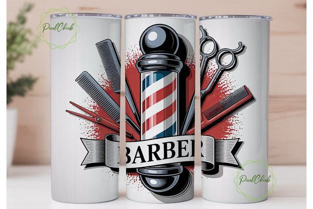 Barber Shop 20oz Tumbler Wrap Sublimation PixelChick 