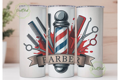 Barber Shop 20oz Tumbler Wrap Sublimation PixelChick 