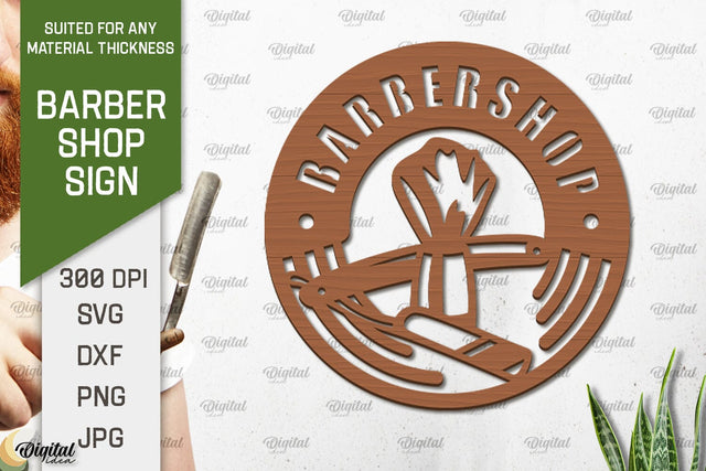 Barber Shop Sign Laser Cut. Wood Barber Sign SVG SVG Evgenyia Guschina 