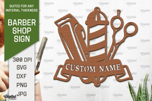 Barber Shop Sign Laser Cut. Wood Barber Sign SVG SVG Evgenyia Guschina 