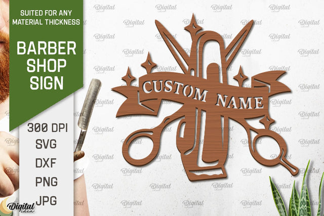 Barber Shop Sign Laser Cut. Wood Barber Sign SVG SVG Evgenyia Guschina 
