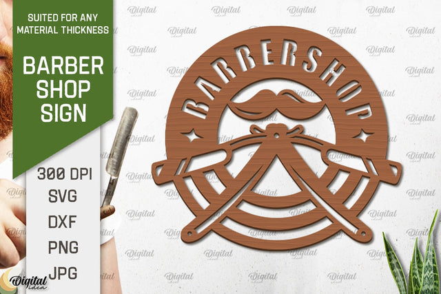 Barber Shop Sign Laser Cut. Wood Barber Sign SVG SVG Evgenyia Guschina 