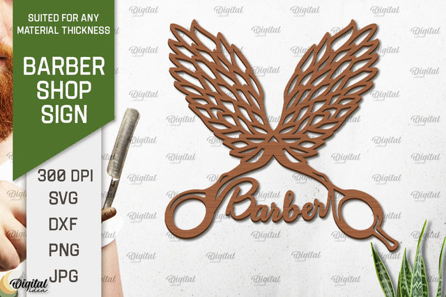 Barber Shop Sign Laser Cut. Wood Barber Sign SVG SVG Evgenyia Guschina 