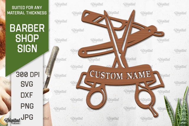 Barber Shop Sign Laser Cut. Wood Barber Sign SVG SVG Evgenyia Guschina 