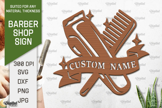 Barber Shop Sign Laser Cut. Wood Barber Sign SVG SVG Evgenyia Guschina 