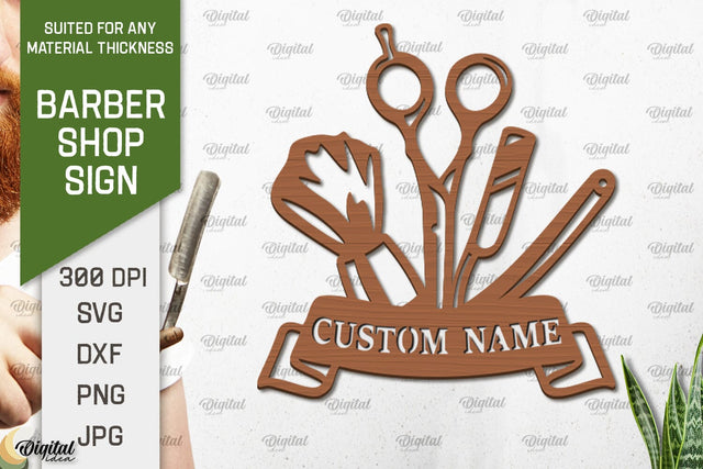Barber Shop Sign Laser Cut. Wood Barber Sign SVG SVG Evgenyia Guschina 