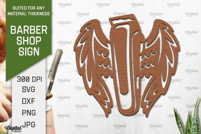 Barber Shop Sign Laser Cut. Wood Barber Sign SVG SVG Evgenyia Guschina 