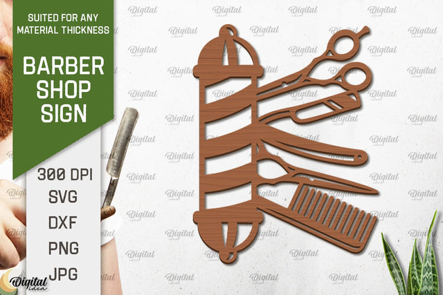 Barber Shop Sign Laser Cut. Wood Barber Sign SVG SVG Evgenyia Guschina 