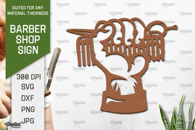 Barber Shop Sign Laser Cut. Wood Barber Sign SVG SVG Evgenyia Guschina 