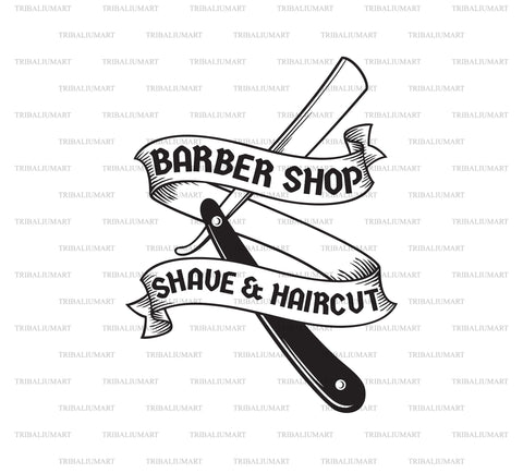 Barber Shop Symbol with Shaving Razor Knife. Shave and Haircuts. SVG TribaliumArtSF 