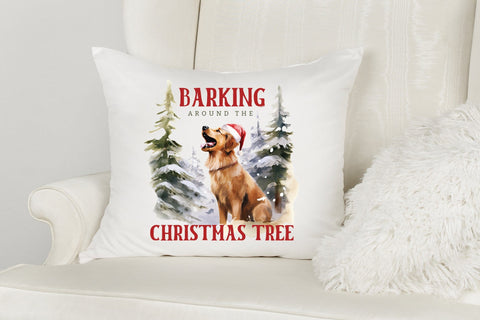 Barking Around the Christmas Tree, Funny Dog Saying PNG Sublimation CraftLabSVG 