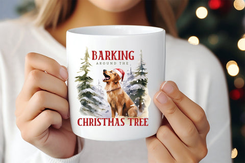 Barking Around the Christmas Tree, Funny Dog Saying PNG Sublimation CraftLabSVG 