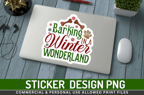 Barking in a winter Stickers Design Sublimation Regulrcrative 