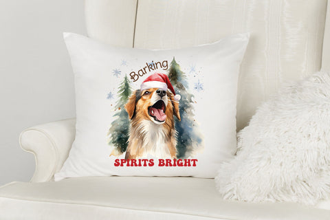 Barking Spirits Bright, Funny Christmas Dog Saying PNG Sublimation CraftLabSVG 