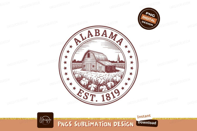 Barn field Alabama emblem rural Sublimation Designangry 