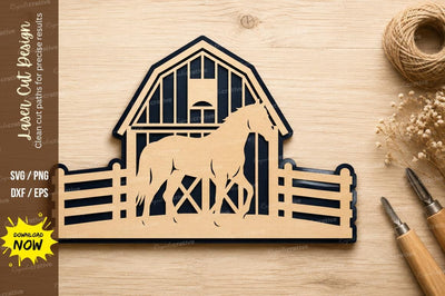 Barn Horse Farm Laser Cut SVG Design SVG Regulrcrative 