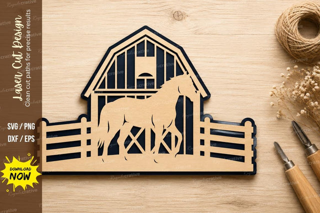 Barn Horse Farm Laser Cut SVG Design SVG Regulrcrative 
