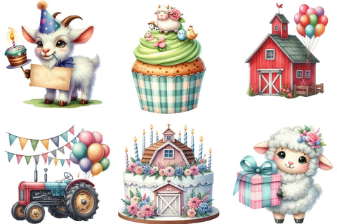 Barnyard Birthday Clipart Bundle Sublimation SVGista 