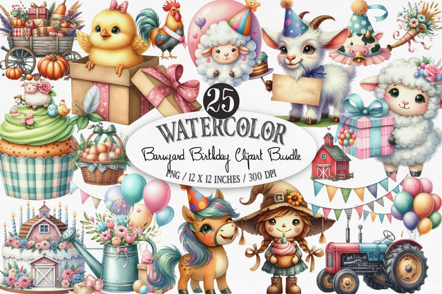 Barnyard Birthday Clipart Bundle Sublimation SVGista 